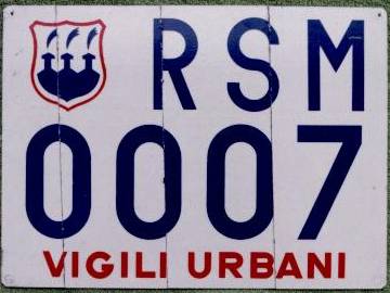 Plate of Vigili Urbani from San Marino
