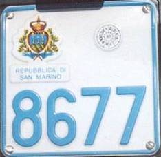 Motorcycle plate from San Marino